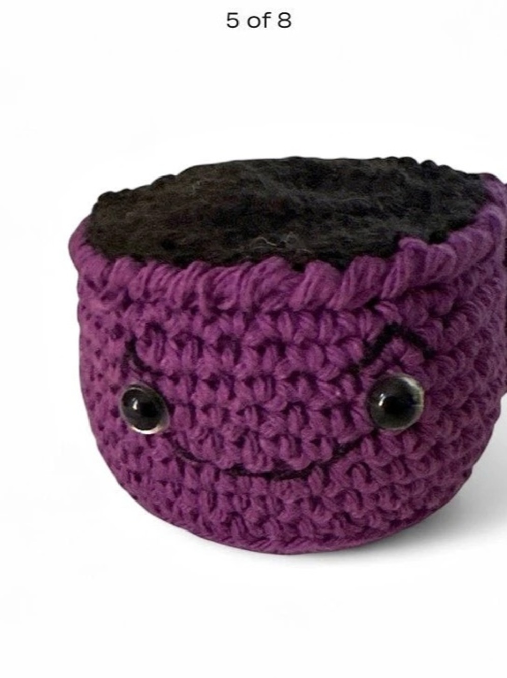 Handmade crochet coffee cup amigurumi naughty face